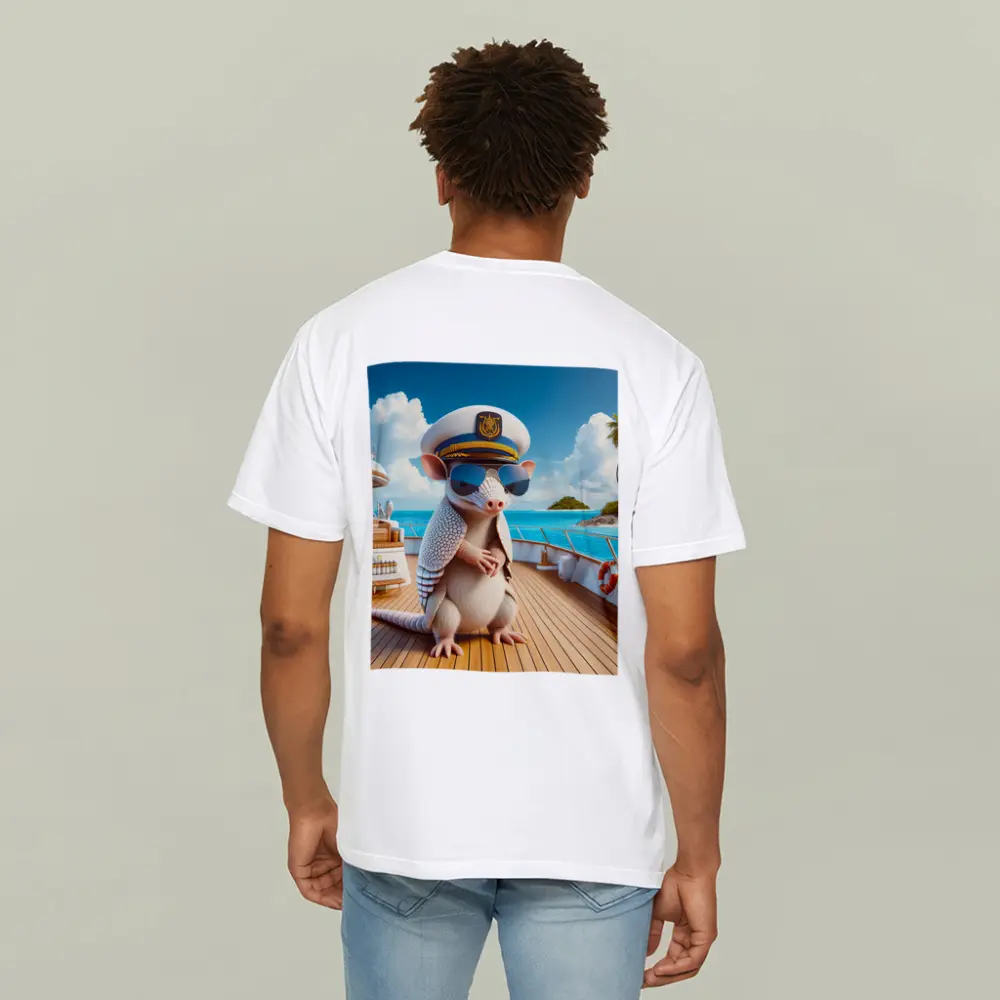 Armadillo Captain On Tropical Yacht Deck – T-Shirts