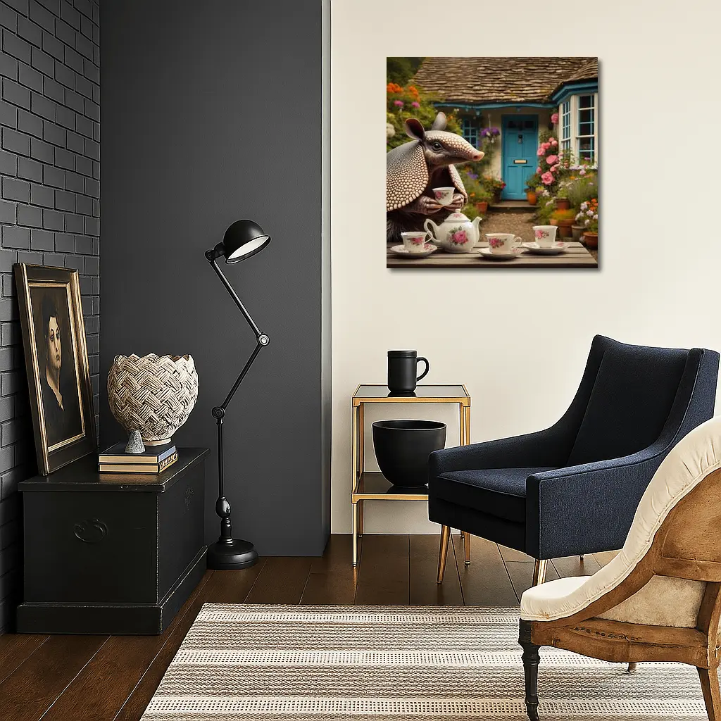 Armadillo Tea Party Cottage Garden Scene – Wall Art