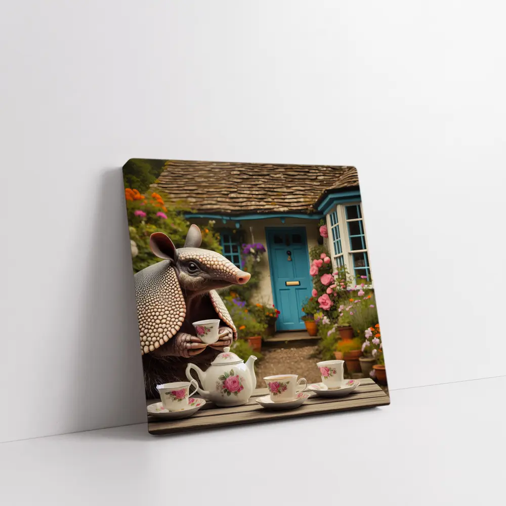 Armadillo Tea Party Cottage Garden Scene – Wall Art