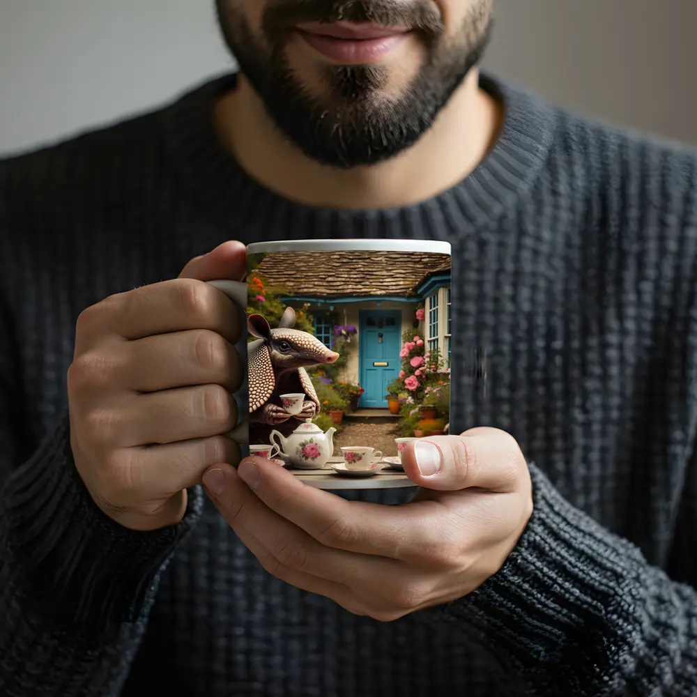 Armadillo Tea Party Cottage Garden Scene – Mugs