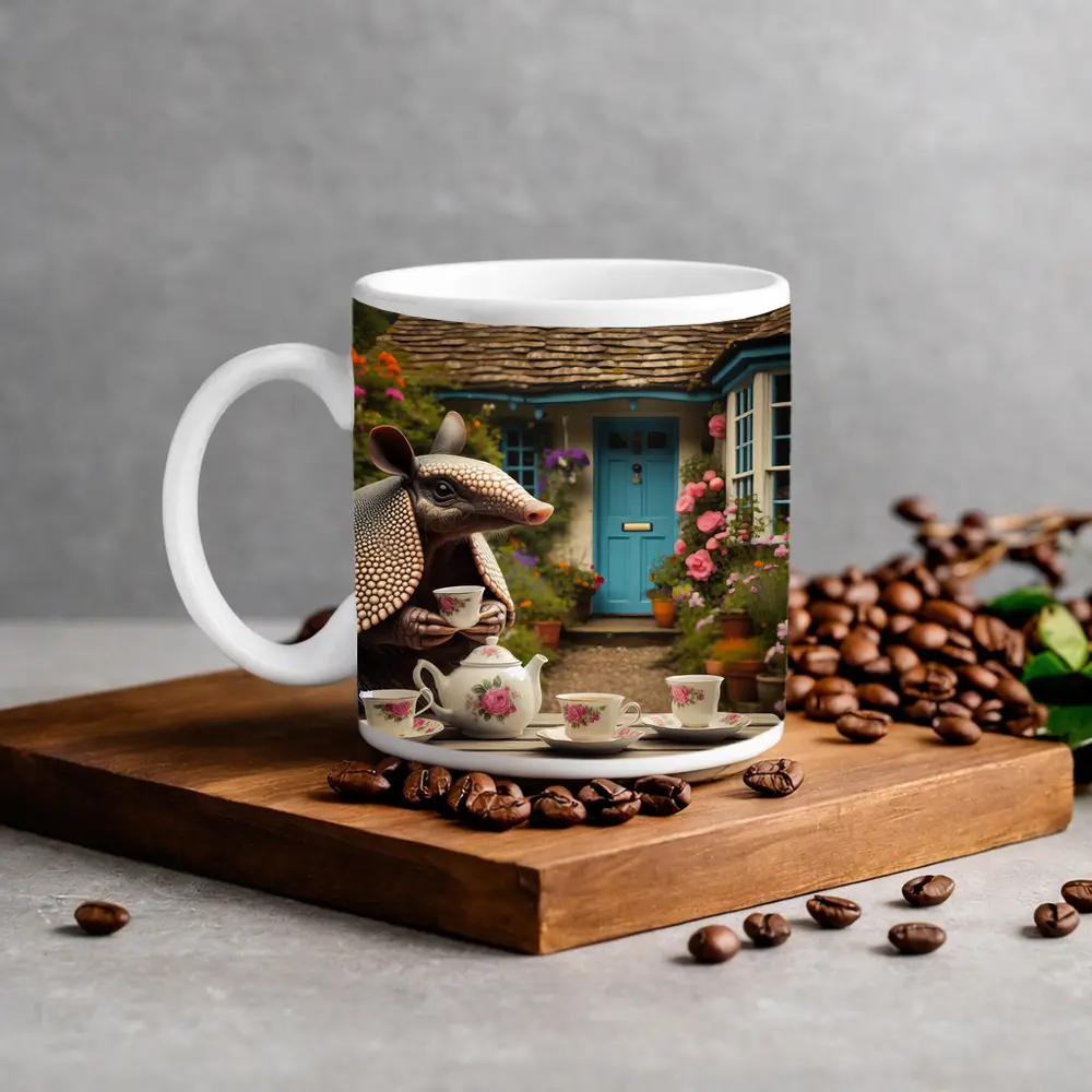 Armadillo Tea Party Cottage Garden Scene – Mugs