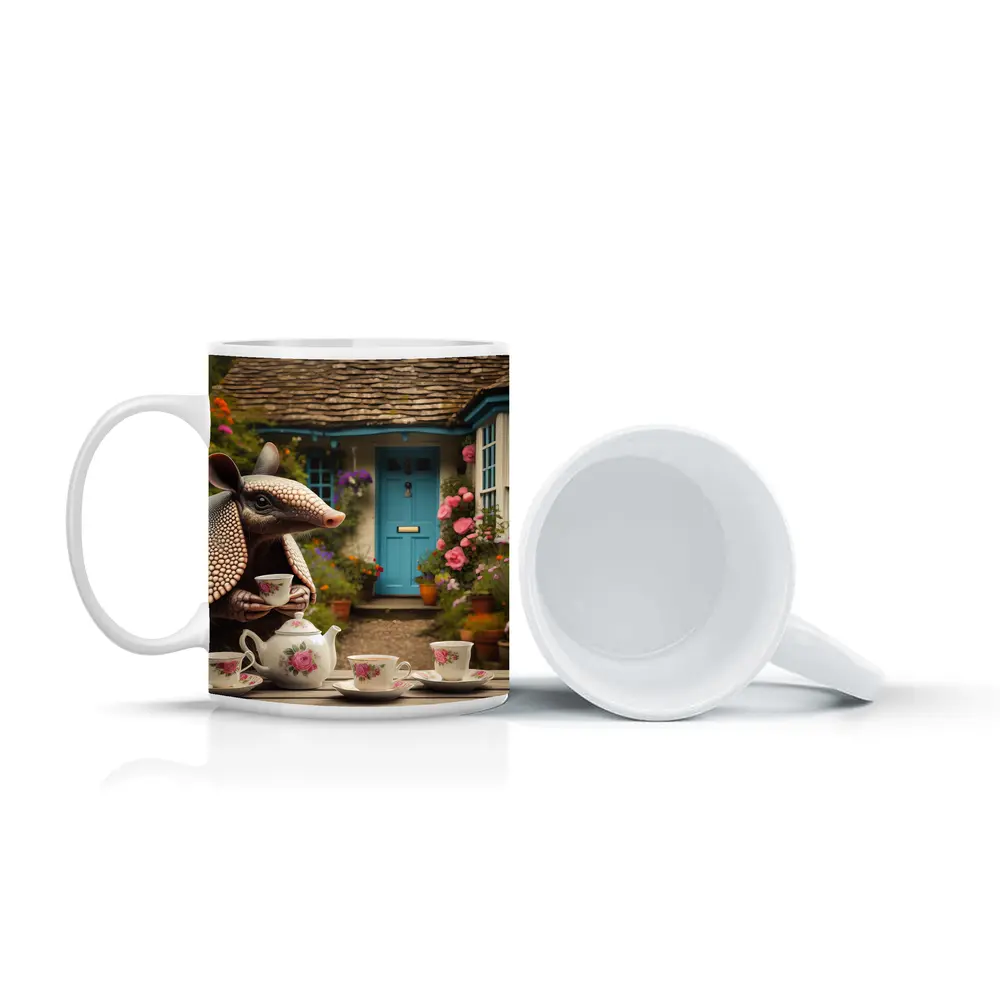 Armadillo Tea Party Cottage Garden Scene – Mugs