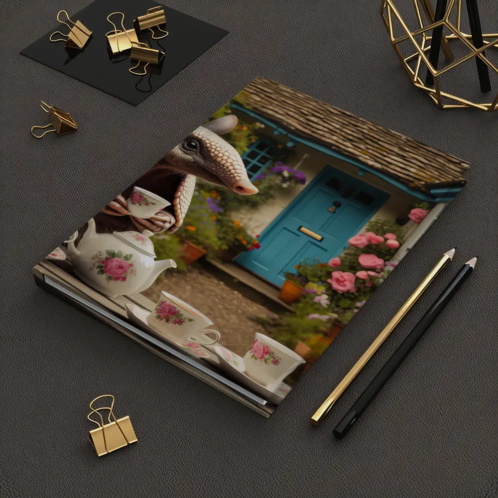 Armadillo Tea Party Cottage Garden Scene – Notebooks
