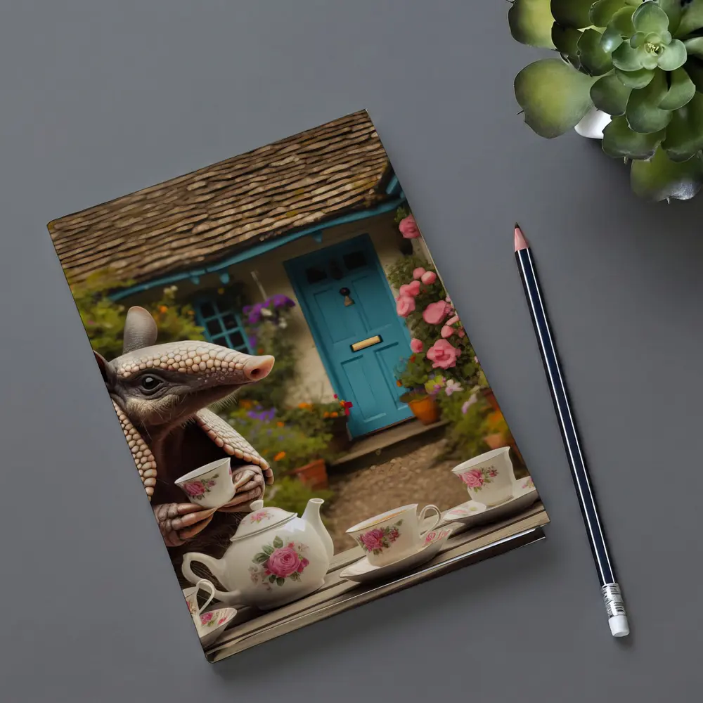Armadillo Tea Party Cottage Garden Scene – Notebooks