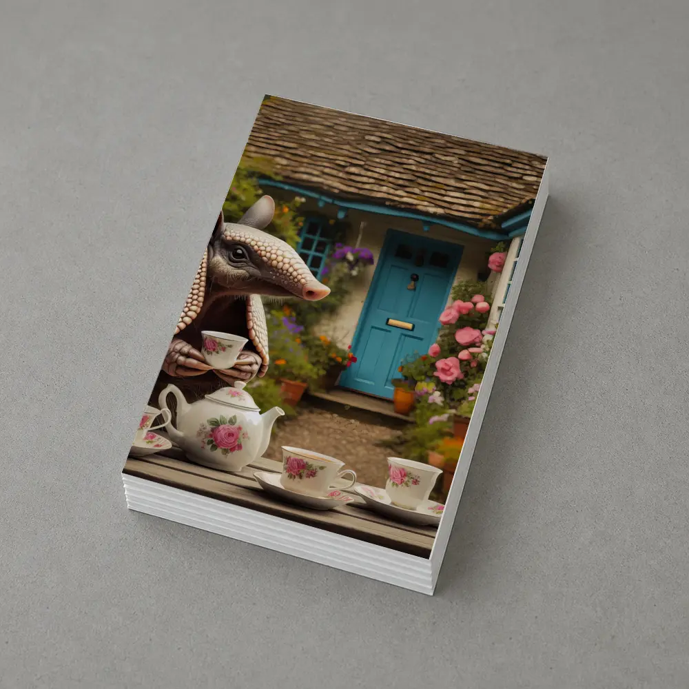 Armadillo Tea Party Cottage Garden Scene – Postcards