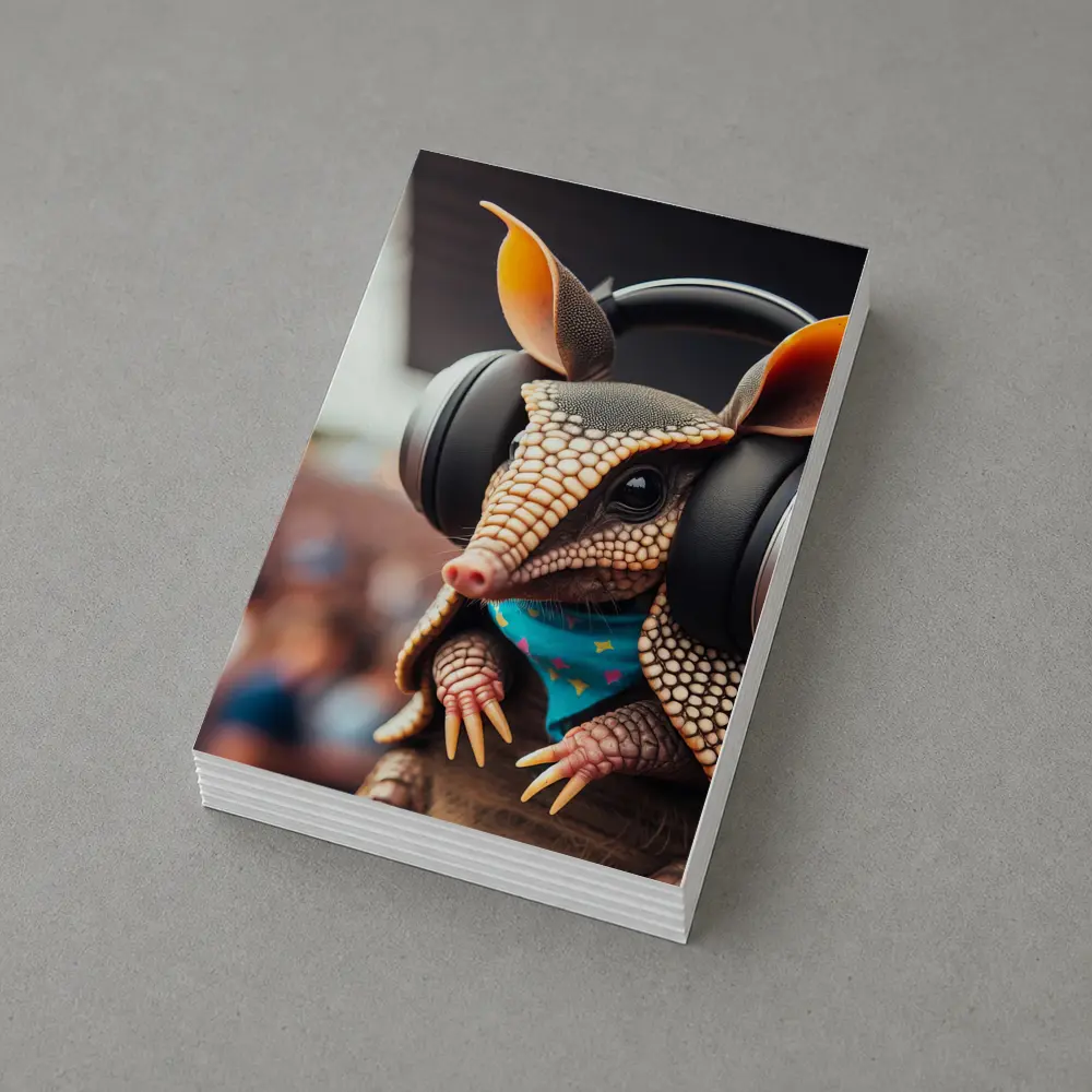 Armadillo DJ Wearing Headphones at Concert – Postcards