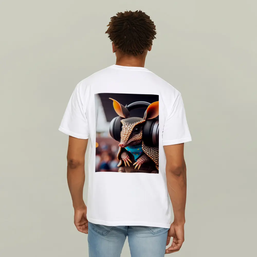 Armadillo DJ Wearing Headphones at Concert – T-Shirts