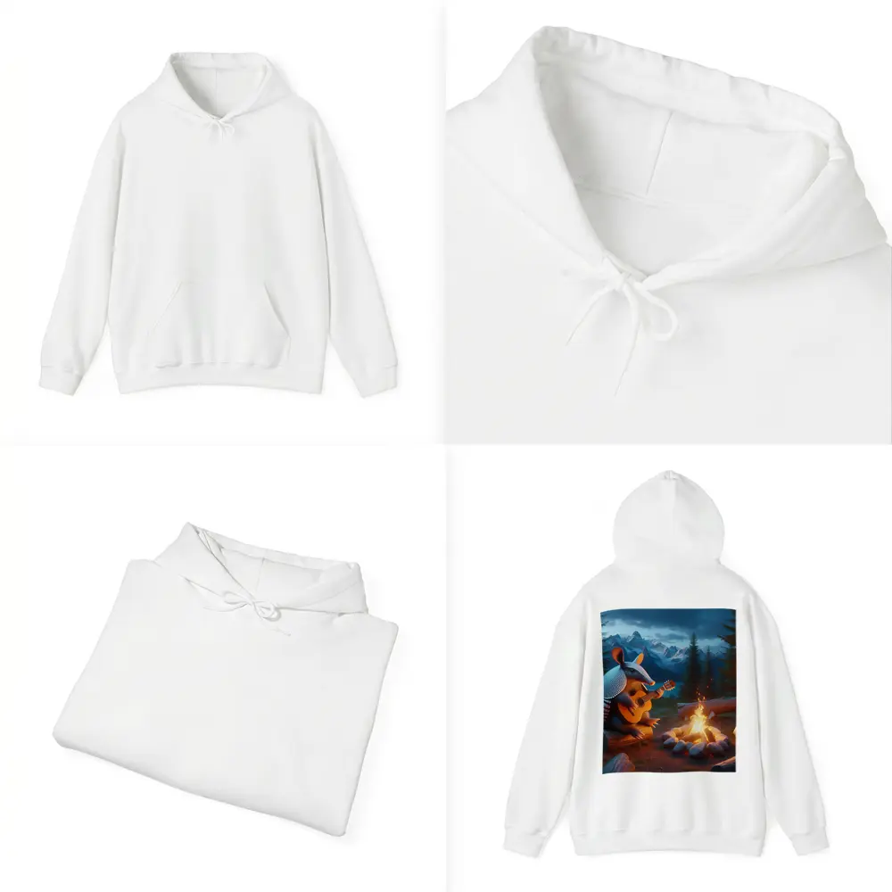 Armadillo Playing Guitar By Campfire Mountains – Hoodies