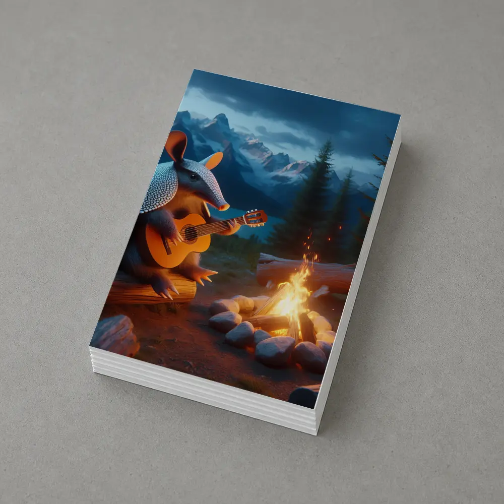 Armadillo Playing Guitar By Campfire Mountains – Postcards