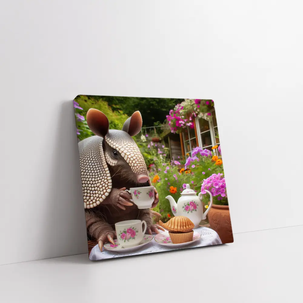Armadillo Having Tea Party Garden – Wall Art