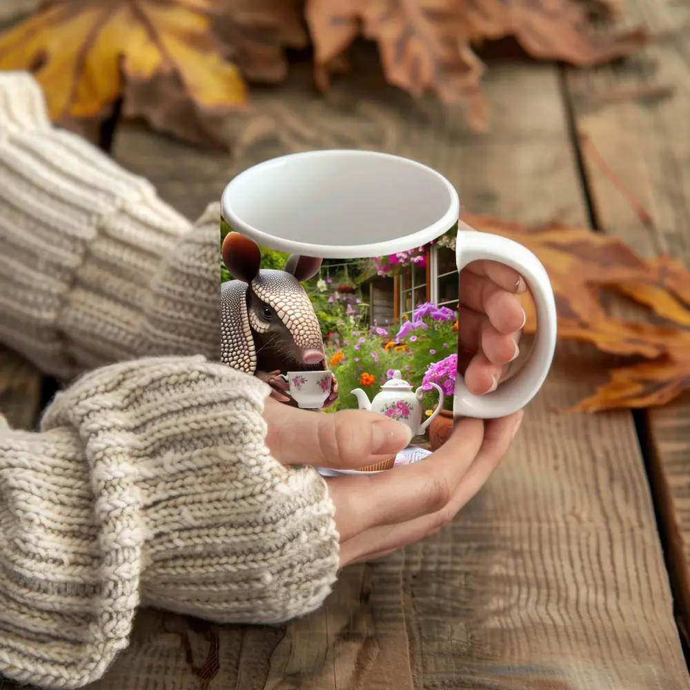 Armadillo Having Tea Party Garden – Mugs