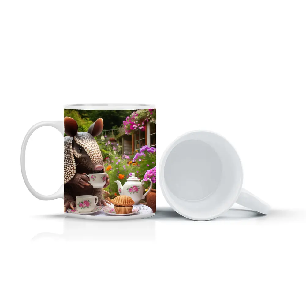 Armadillo Having Tea Party Garden – Mugs