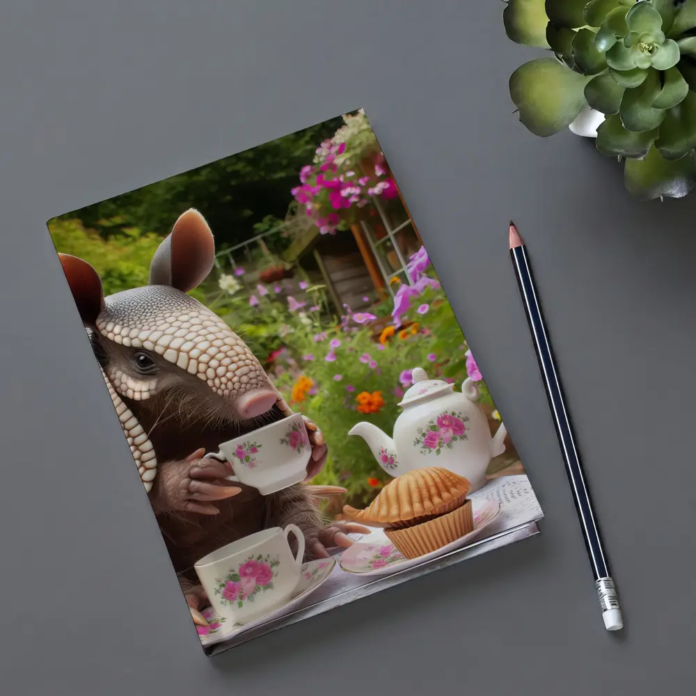 Armadillo Having Tea Party Garden – Notebooks
