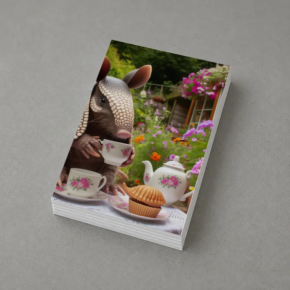 Armadillo Having Tea Party Garden – Postcards