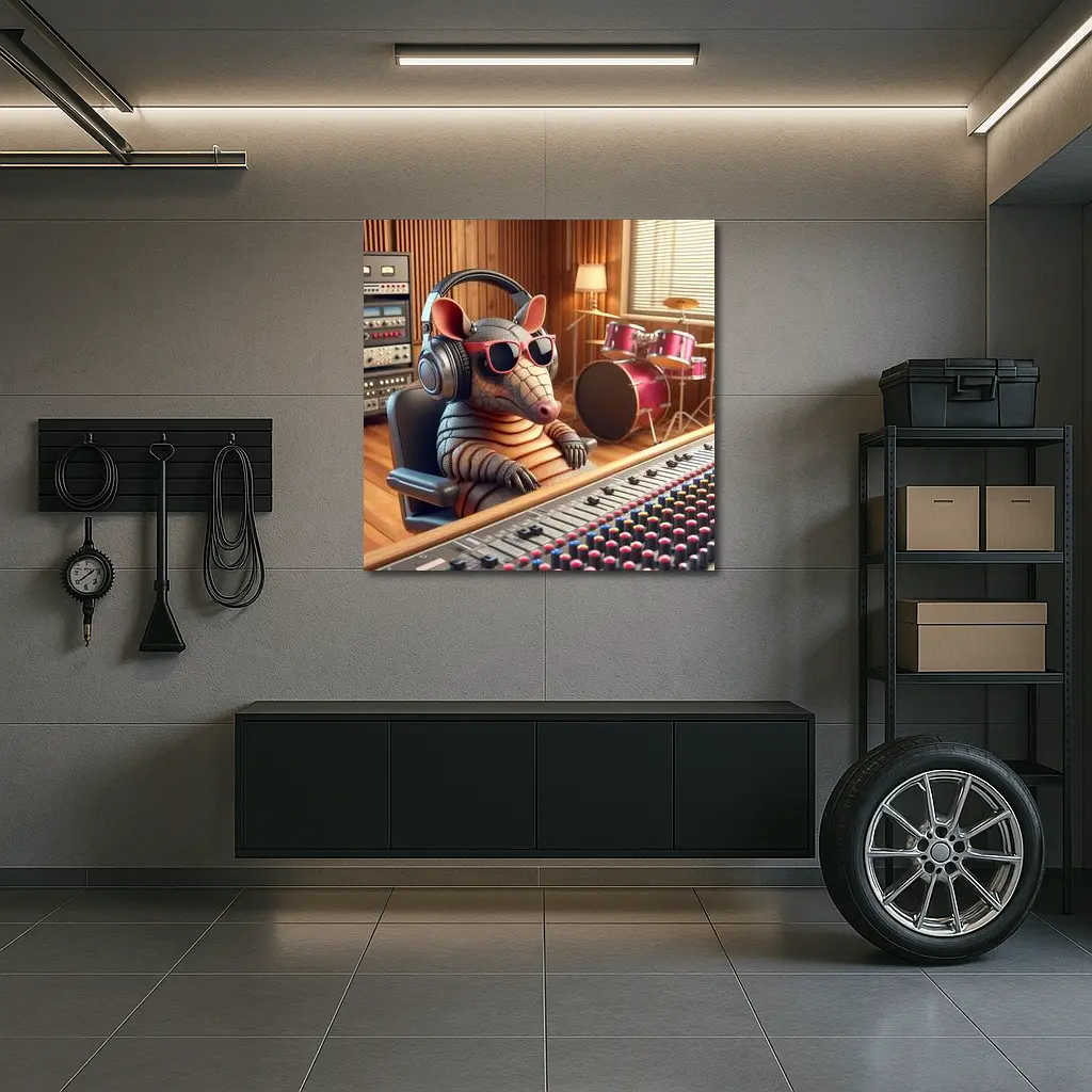Cool Armadillo Producer In Recording Studio – Wall Art