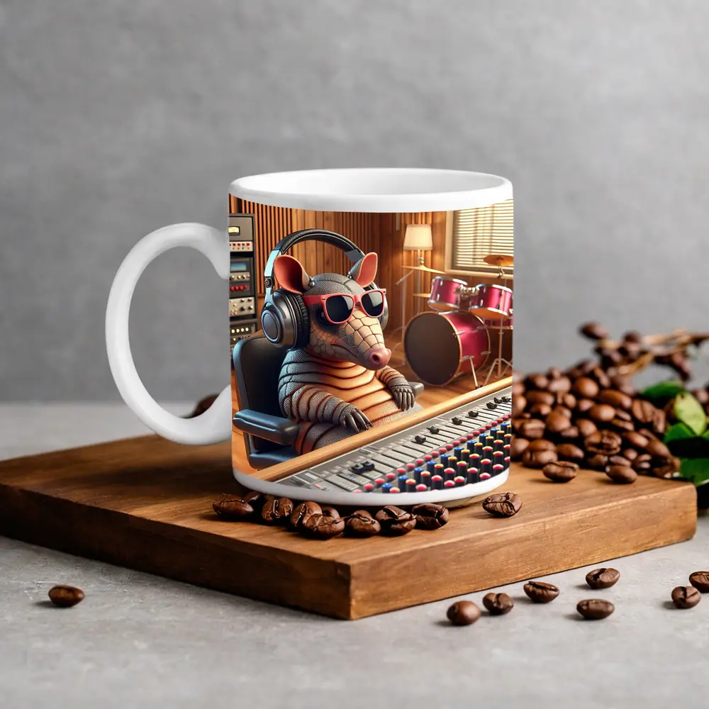 Cool Armadillo Producer In Recording Studio – Mugs
