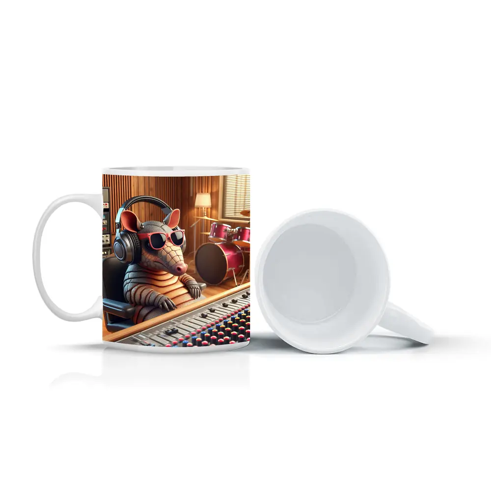 Cool Armadillo Producer In Recording Studio – Mugs