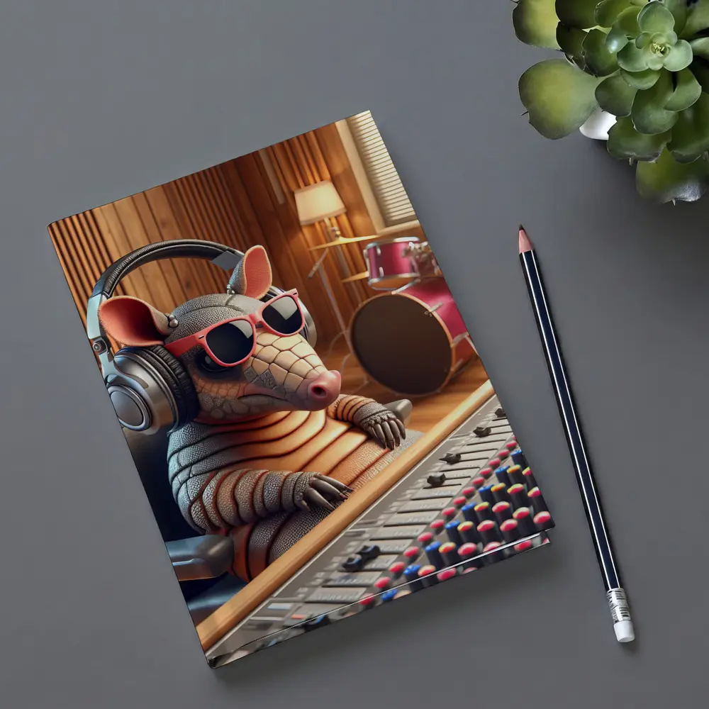 Cool Armadillo Producer In Recording Studio – Notebooks