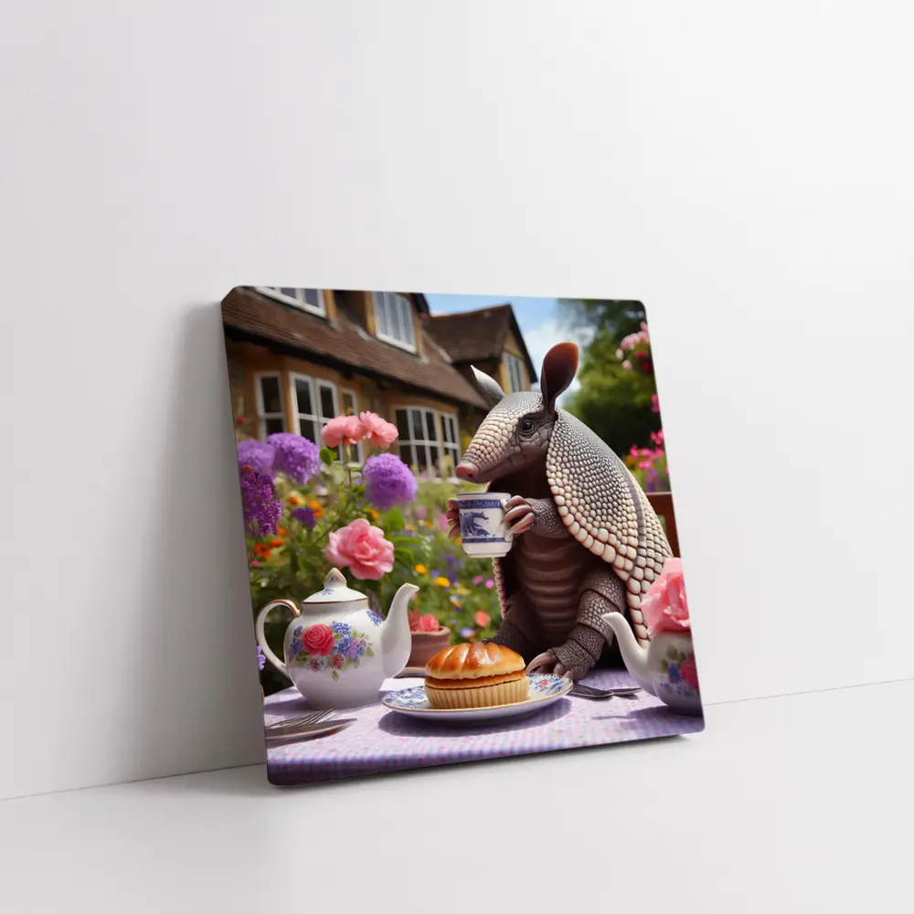Armadillo Drinking Tea English Garden – Wall Art