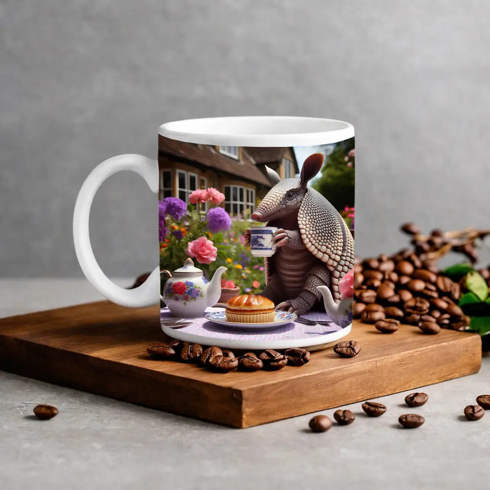 Armadillo Drinking Tea English Garden – Mugs