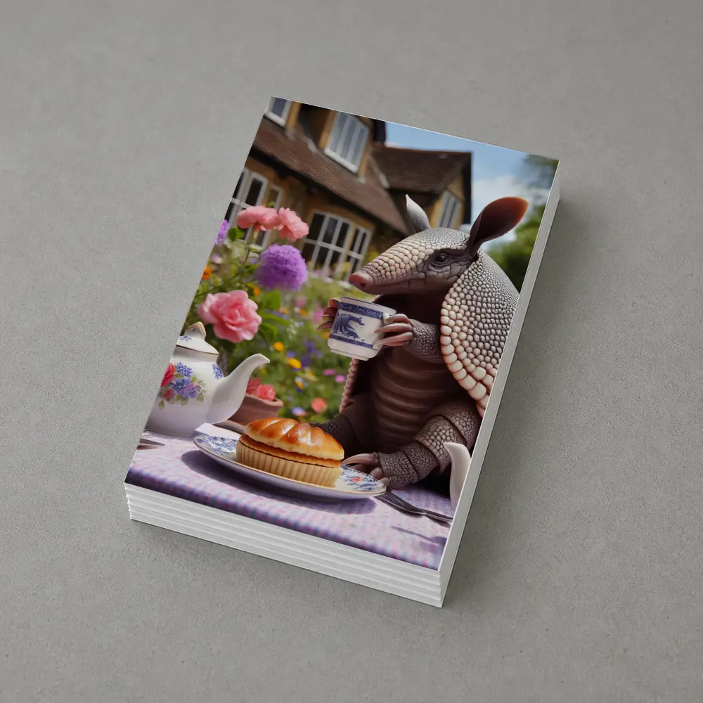Armadillo Drinking Tea English Garden – Postcards