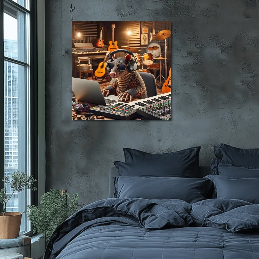 Cool Armadillo Producer In Music Studio – Wall Art