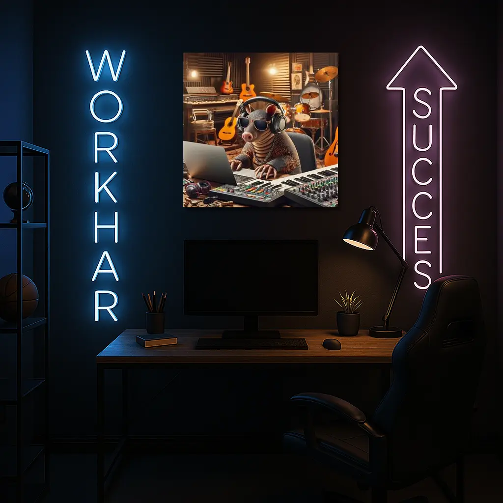 Cool Armadillo Producer In Music Studio – Wall Art