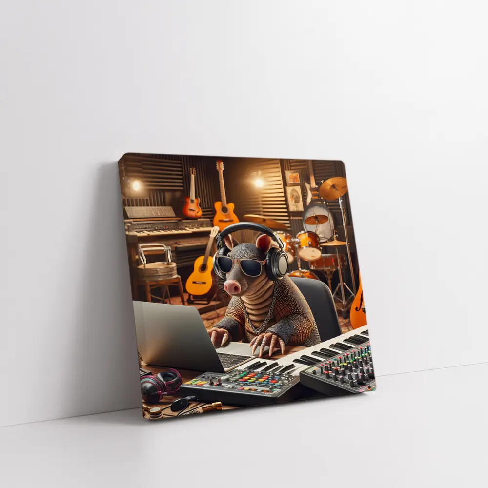 Cool Armadillo Producer In Music Studio – Wall Art