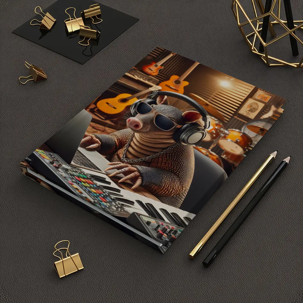 Cool Armadillo Producer In Music Studio – Notebooks