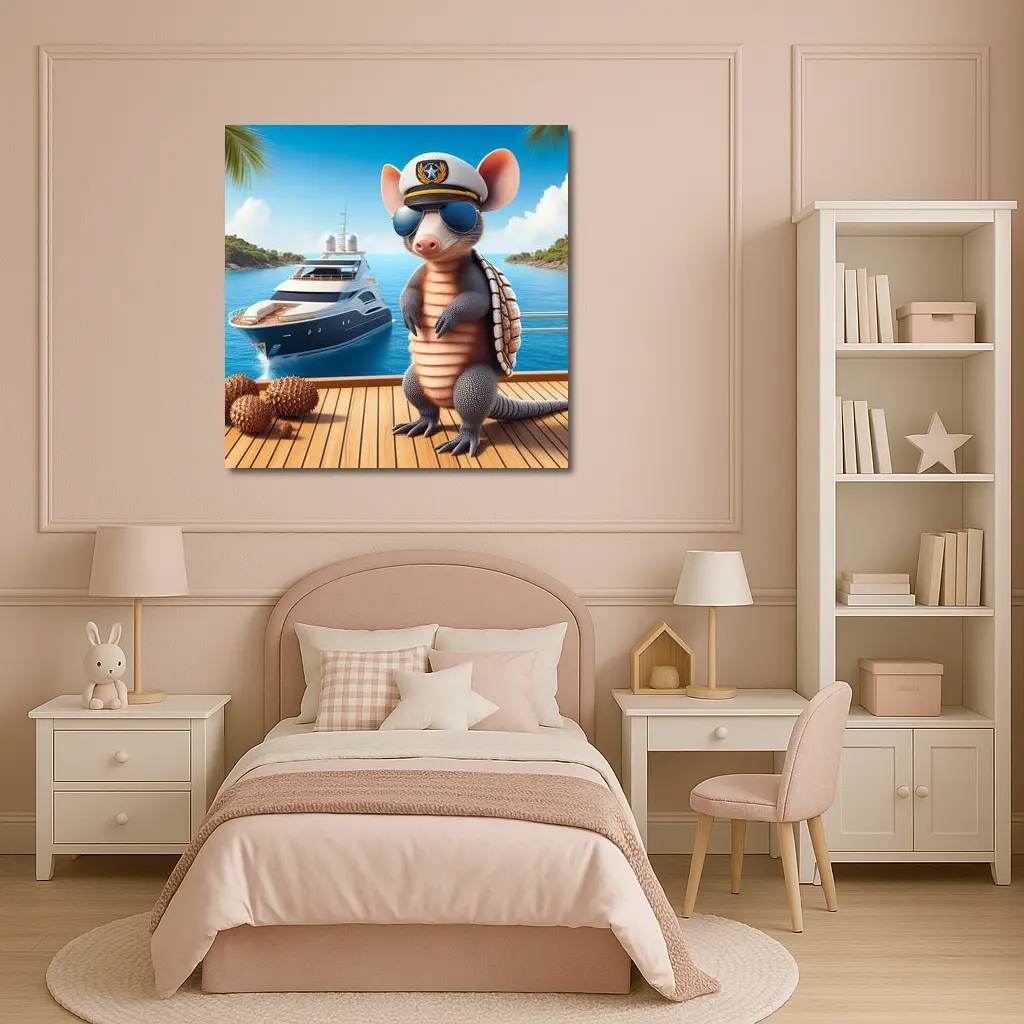 Cool Armadillo Captain On Luxury Yacht – Wall Art
