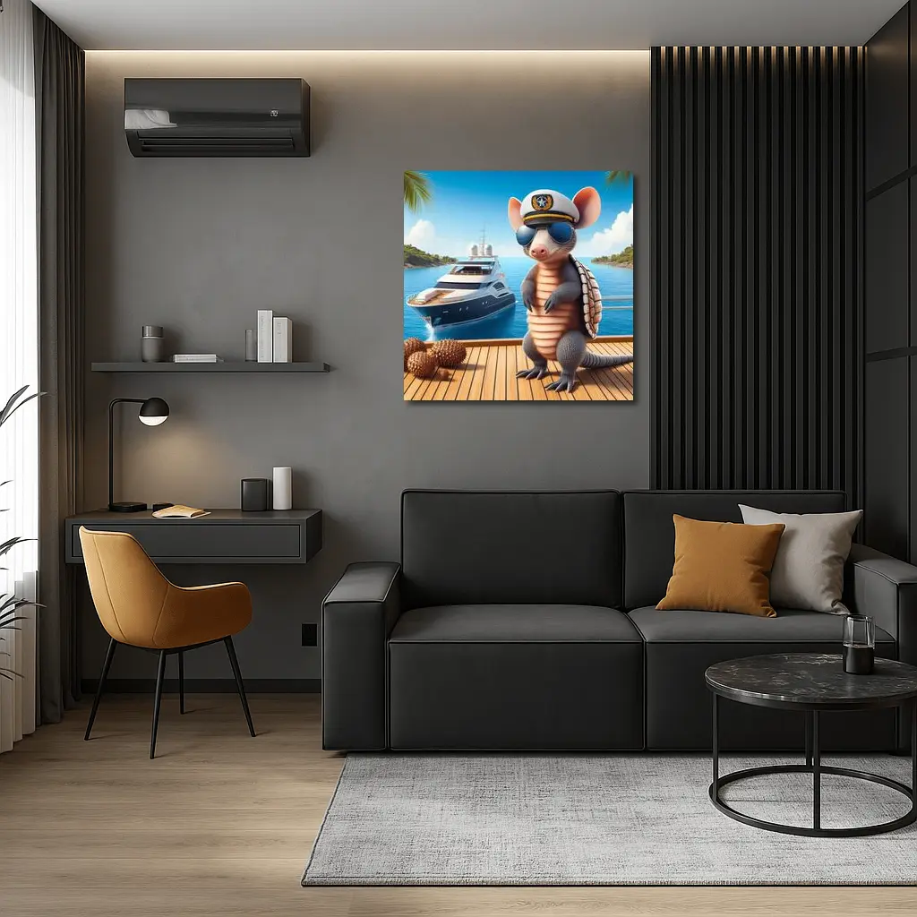 Cool Armadillo Captain On Luxury Yacht – Wall Art