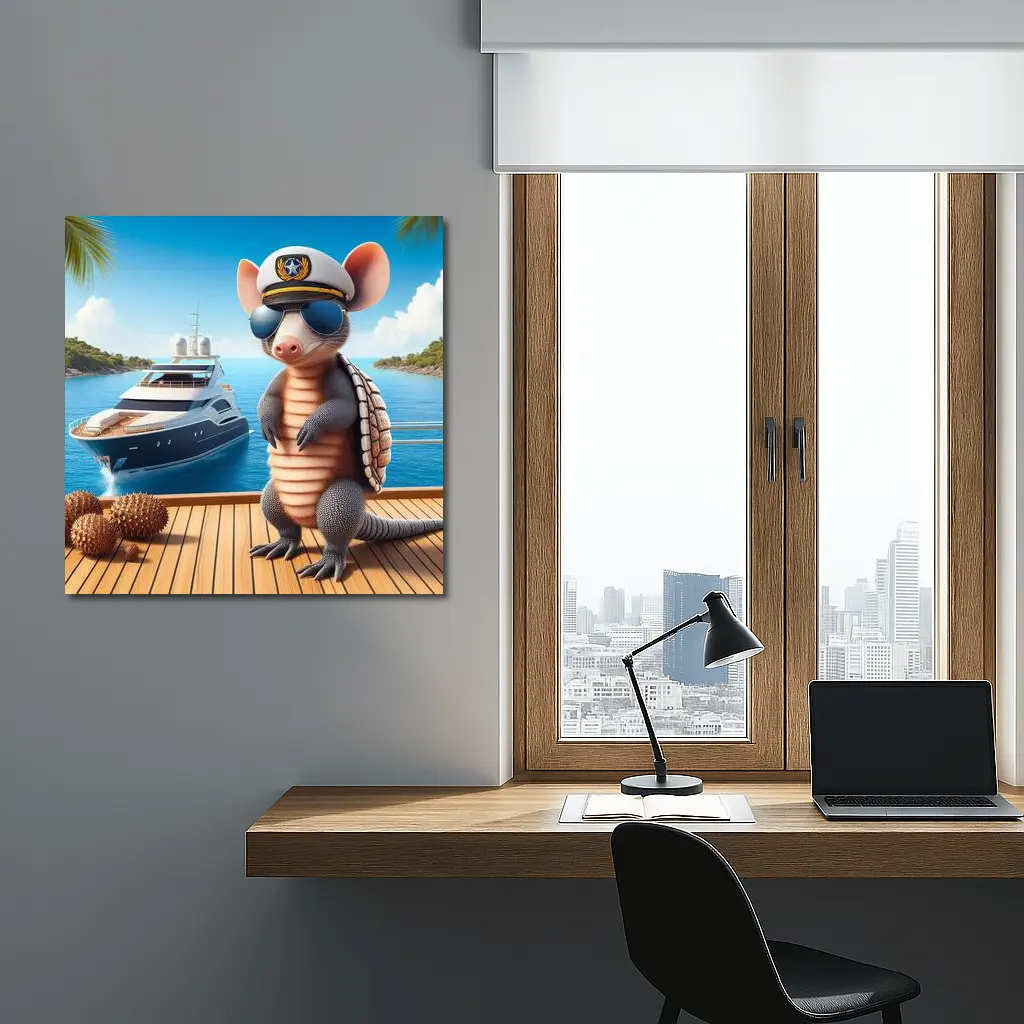 Cool Armadillo Captain On Luxury Yacht – Wall Art