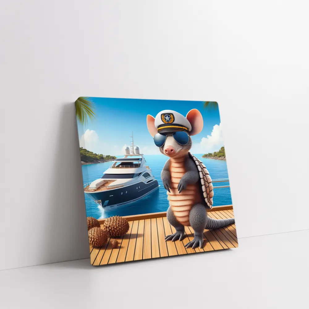 Cool Armadillo Captain On Luxury Yacht – Wall Art