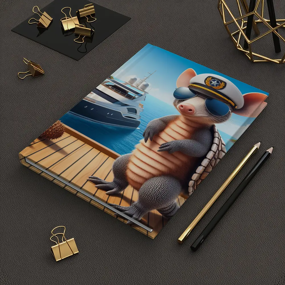 Cool Armadillo Captain On Luxury Yacht – Notebooks