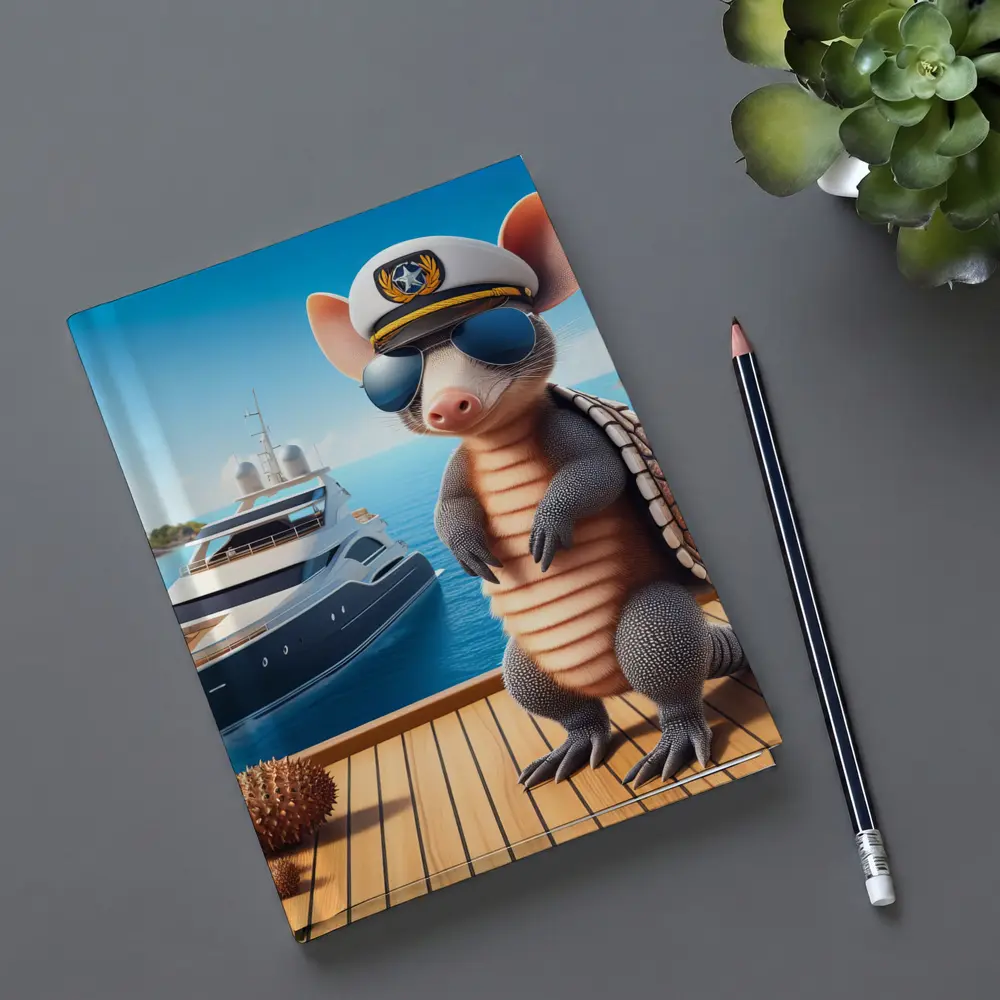 Cool Armadillo Captain On Luxury Yacht – Notebooks