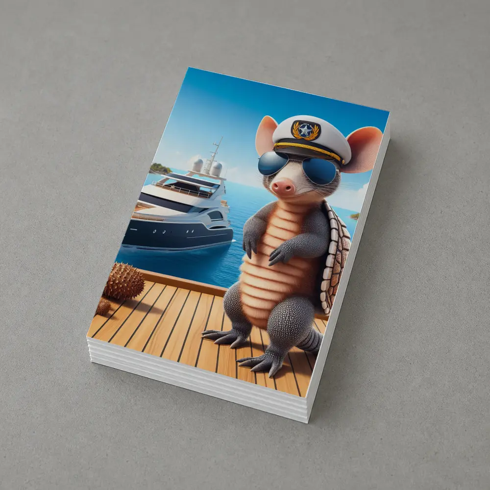 Cool Armadillo Captain On Luxury Yacht – Postcards