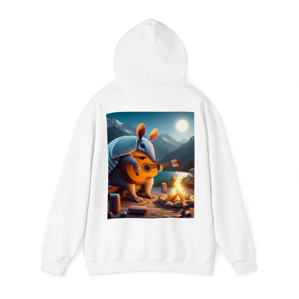 Armadillo Playing Guitar by Campfire Night – Hoodies