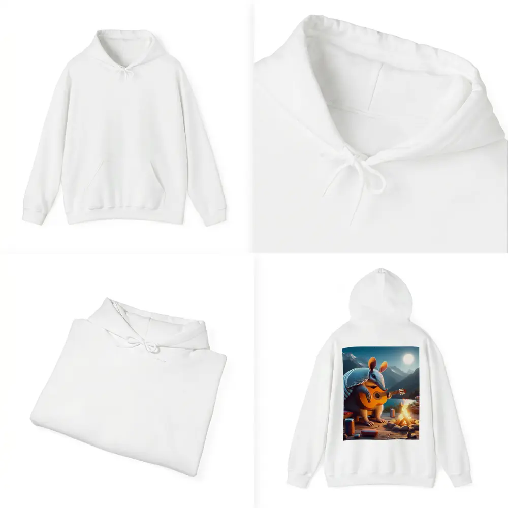 Armadillo Playing Guitar by Campfire Night – Hoodies