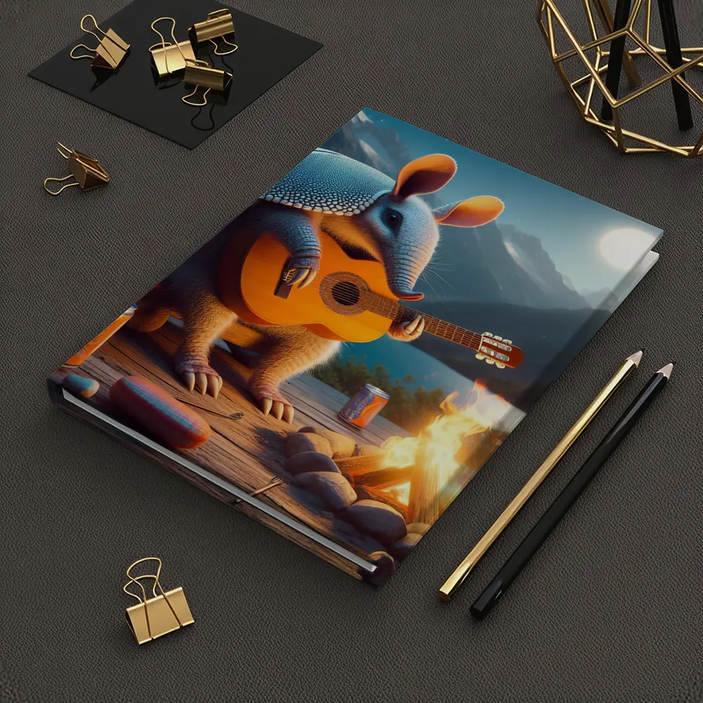 Armadillo Playing Guitar by Campfire Night – Notebooks