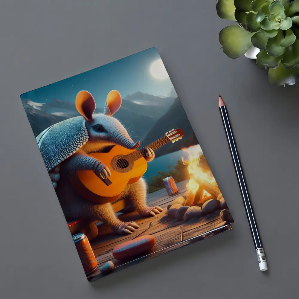 Armadillo Playing Guitar by Campfire Night – Notebooks