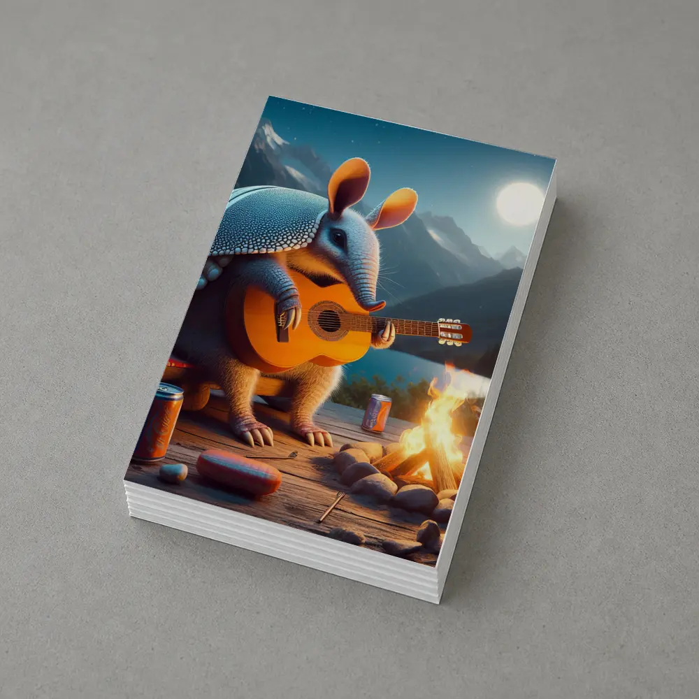 Armadillo Playing Guitar by Campfire Night – Postcards