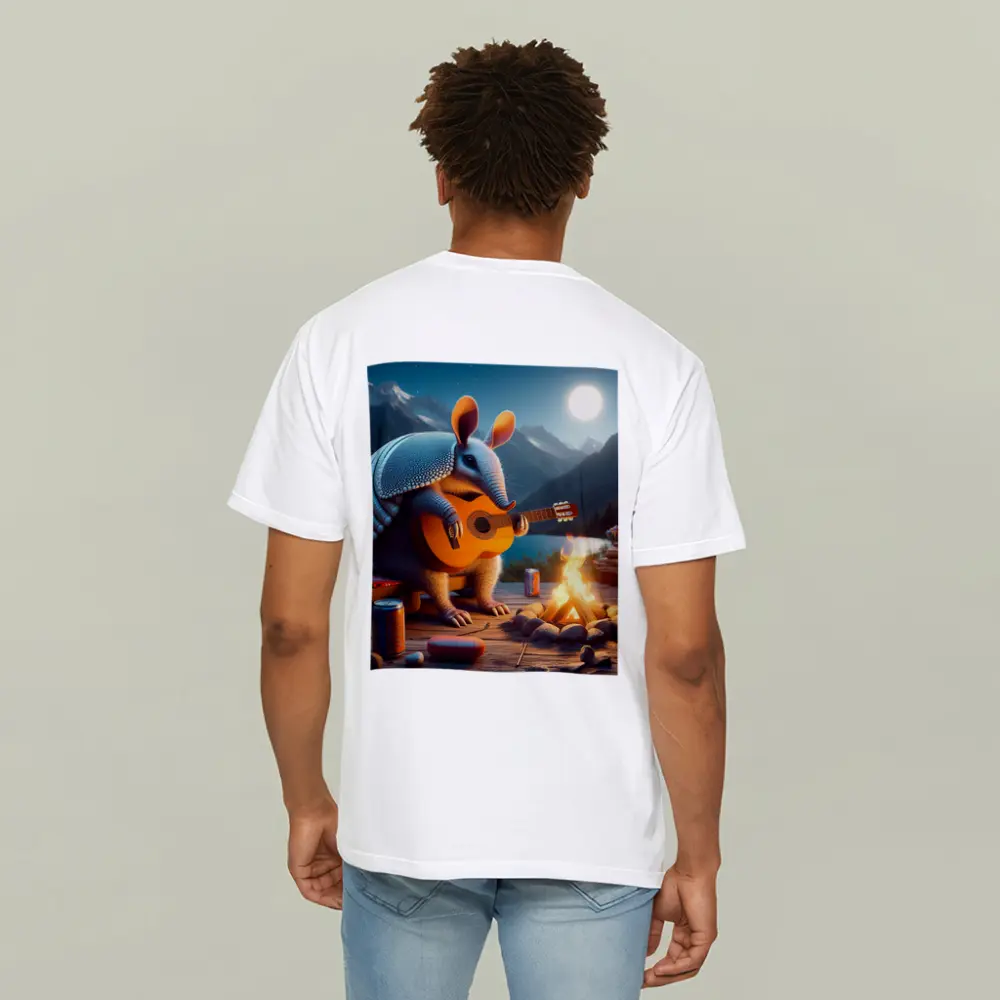 Armadillo Playing Guitar by Campfire Night – T-Shirts