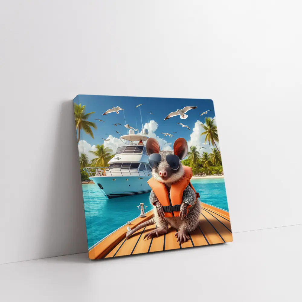 Opossum Wearing Sunglasses On Tropical Yacht – Wall Art