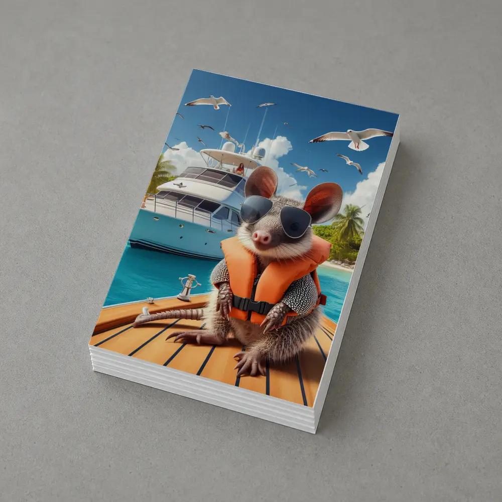 Opossum Wearing Sunglasses On Tropical Yacht – Postcards