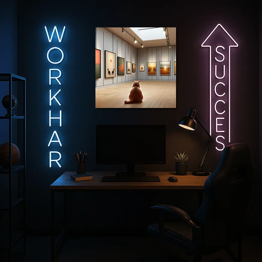 Cat Sitting In Art Gallery Room – Wall Art