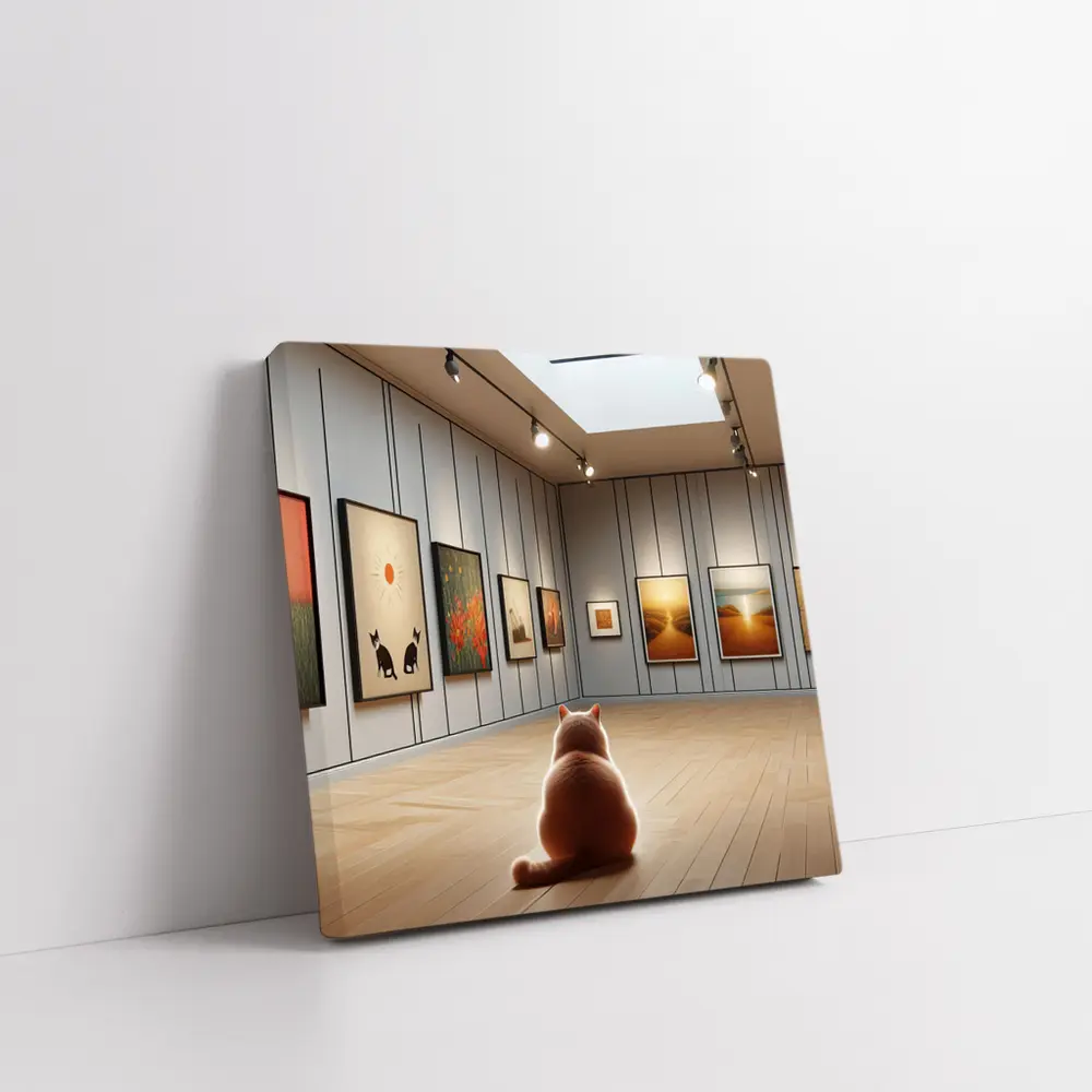 Cat Sitting In Art Gallery Room – Wall Art