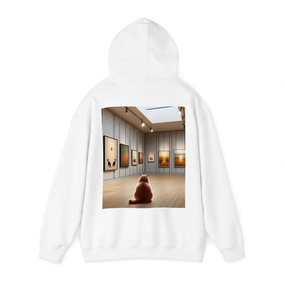 Cat Sitting In Art Gallery Room – Hoodies