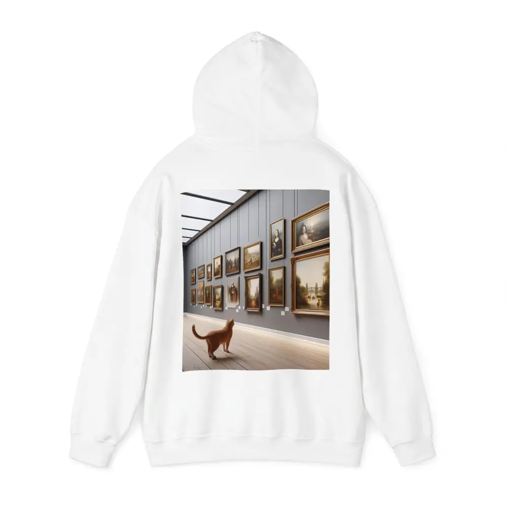 Orange Cat Exploring Classic Art Gallery – Hoodies