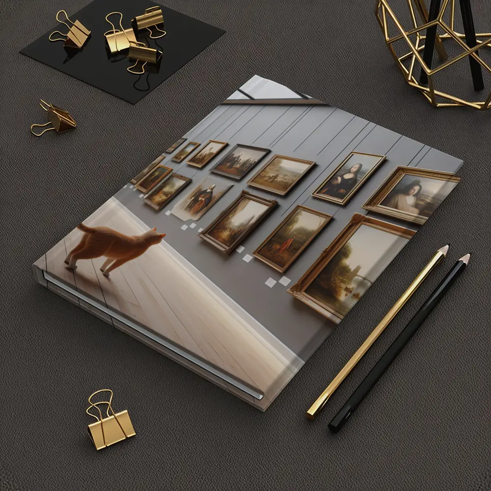 Orange Cat Exploring Classic Art Gallery – Notebooks