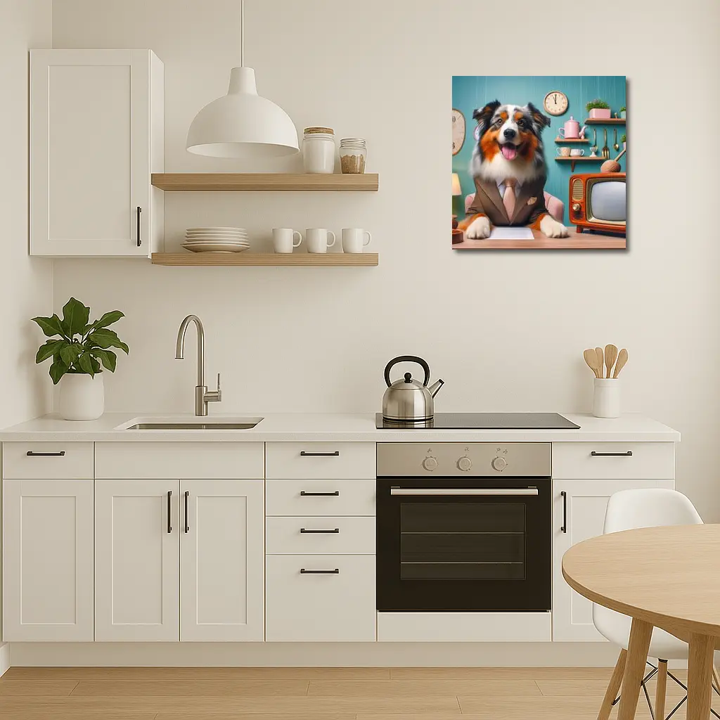 Australian Shepherd Dog Suit Retro Kitchen – Wall Art